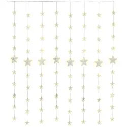 Goobay 80er LED-Sternenvorhang - mit Fernbedienung, Timer-Funktion, 8 Leuchtmodi, Dimmer und 31 V-Außentrafo, warm-weiß (3000 K)