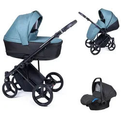 Coletto Kombi-Kinderwagen Fado 4 in 1 inkl. Sportsitz, Autositz und Zubehör in 10 Designs blau|schwarz