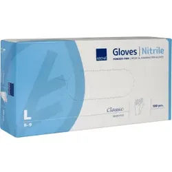 ABENA® Sensitive Nitril Einweghandschuhe, weiß, Unsterile, puderfreie Einmalhandschuhe mit Rollrand, 1 Packungen = 100 Stück, Größe L