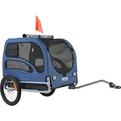 VEVOR Hundeanhänger 45 kg Fahrradanhänger Kohlenstoffstahl + 600D Oxford-Gewebe + PP faltbar 1440 x 725 x 845 mm als Anhänger Gefaltete Größe 810 x 570 x 195 mm Blau