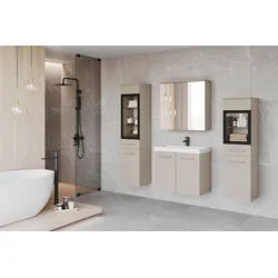 Badmöbel-Set 5-tlg. Madrit mit LED ca. 140 cm Kaschmir/Beige
