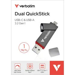 Verbatim USB 3.2 Stick 1TB, Dual, QuickStick Typ-A-C, (R) 550MB/s, (W) 500MB/s, Retail-Blister