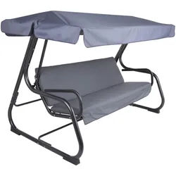 Gardenson Hollywoodschaukel , Anthrazit , Metall, Textil , 132x171x209 cm , wetterfest , Gartenmöbel, Gartenliegen, Schaukelliegen