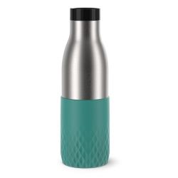 EMSA Bludrop Sleeve Trinkflasche, 0,5 Liter, Hochwertige Wasserflasche aus Edelstahl mit idealer Temperaturhaltung, 1 Trinkflasche, Farbe: Grün