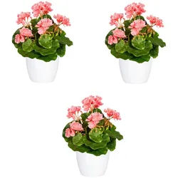 P & B Kunstpflanze , Grün, Rosa , Kunststoff , 24 cm , inkl. Topf, UV-beständig , Dekoration, Blumen & Blumentöpfe