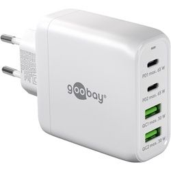 Goobay USB-CTM PD Multiport-Schnellladegerät (68 W) weiß - 2x USB-CTM-Anschlüsse (Power Delivery) und 2x USB-A-Anschlüsse (Quick Charge) - weiß