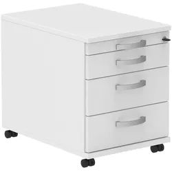 Moderano Rollcontainer , Weiß, Alufarben , Metall , 4 Schubladen , 42.7x54.4x60 cm , Made in Germany , Typenauswahl, Beimöbel erhältlich , Büromöbel, Büromöbel-Sets & Büromöbel-Serien, Büromöbelserien