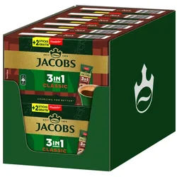 JACOBS Kaffee Löskaffee 3in1 Classic löslicher Kaffee Instantkaffee 12x 10+2 Sticks, 1728 g, (Packung, 12er Pack)