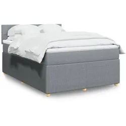 vidaXL Boxspringbett, Boxspringbett mit Matratze Hellgrau 140x190 cm Stoff