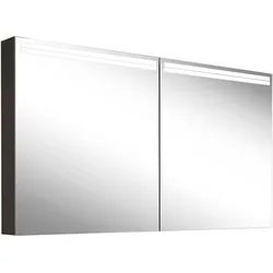 Schneider ARANGA TW Lichtspiegelschrank, 2 Türen, 1395x120x700mm, Lichtbänder oben, 160.540.02.41, Ausführung: EU-Norm/Korpus schwarz matt, Rückwand verspiegelt