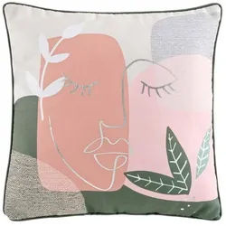 Douceur d ́intérieur Zierkissen Arty Line 40/40 cm , Rosa , Textil , Abstrakt , Quadratisch , 40x40 cm , Heimtextilien, Wohntextilien, Kissen, Zierkissen