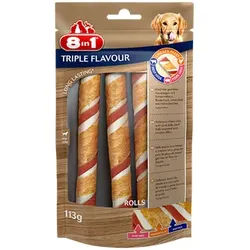 8in1 Triple Flavour Kausnacks für Hunde - mit extra viel Fleisch, 1er Pack (113g)