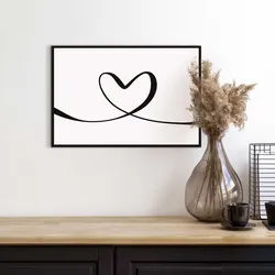 Bild mit Rahmen REINDERS "Heart Lines", schwarz (farbe bild(er): schwarz), B:30cm H:20cm T:1,6cm, Holzwerkstoff, Bilder