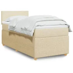 vidaXL Boxspringbett, Boxspringbett mit Matratze Creme 90x200 cm Stoff