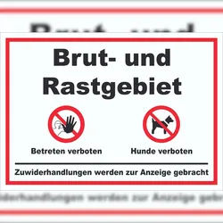 HB-Druck Brut- und Rastgebiet Betreten und Hunde verboten Schild A3 Rückseite selbstklebend