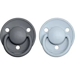 BIBS De Lux Natural Rubber Size 2: 6+ months Schnuller Iron / Baby Blue 2 St.