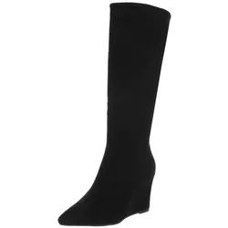 Ital-Design Eleganter Wedge-Stiefel für Damen, kniehoch, komfortabel Keilstiefel (90827604) Keilabsatz/Wedge Stiefel in Schwarz schwarz 41 EU