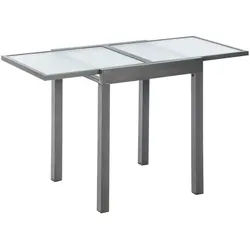 Gardenson Gartentisch , Graphitfarben , Metall, Glas , rechteckig , 65x75x65 cm , ausziehbar , Gartenmöbel, Gartentische