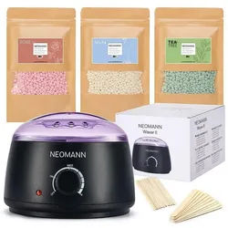 NEOMANN Warmwachs-Haarentferner Waxer II Waxing Kit für Frauen-Nicht klebend,teflonbeschichtet, Ganzkörper-Waxing schwarz