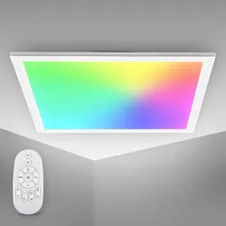 LED Deckenleuchte B.K.LICHT "BK_DP1370 RGB LED-Panel, Farbtemperatur stufenlos einstellbar, Dimmbar" Lampen weiß Deckenlampen 7 RGB-Farben, Ultra Flach, mit Fernbedienung, 45x45x4,2 cm