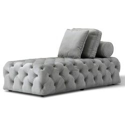 Casa Padrino Chesterfield-Sofa Luxus Chesterfield Samt Chaiselongue mit 3 Kissen Grau 162 x 90 x H. 65 cm - Chesterfield Möbel - Wohnzimmer Möbel