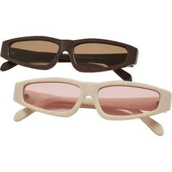 Sonnenbrille URBAN CLASSICS "Urban Classics Unisex Sunglasses Lefkada 2-Pack", Damen, braun (braun, braun, sanftes weiß, pink), Sonnenbrillen Sonnenbrille