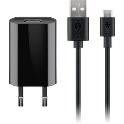 Goobay Micro USB-Ladeset 1 A - Netzteil mit Micro USB Kabel 1m (Schwarz)