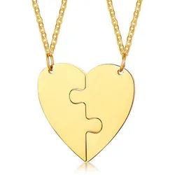 Order & Smile Schmuck Partnerkette Kette für Verliebte: Pärchen Halsketten „Herz“ goldfarben