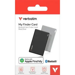 Verbatim Tracker, My Finder Card, MYFCR-02BS, schwarz-silber Bluetooth, Akku, für Apple Find My App, Retail (2-Pack)