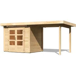 Karibu Gartenhaus Kandern 2 mit 235 cm Schleppdach naturbelassen 244 x 204 cm (Kandern 2) + B 235 cm Schleppdach