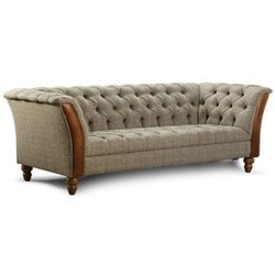 Casa Padrino Chesterfield-Sofa Luxus Chesterfield 4er Sofa Grau / Braun 260 x 87 x H. 77 cm - Wohnzimmer Sofa mit Echtleder - Chesterfield Wohnzimmer Möbel