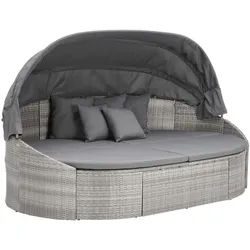 Ambia Garden Sonneninsel , Grau , Metall, Kunststoff , Füllung: Komfortschaum , 230x145x140 cm , wetterfest, verstellbares Dach , Gartenmöbel, Loungemöbel, Sonneninseln