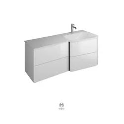 burgbad Badu Mineralguss-Waschtisch weiß brilliant, inklusive Waschtischunterschrank, 2 Auszüge, 2 Schubladen, Version links, Breite 1220mm, SFUG122LF3689C0001G0196, Farbe: Weiß matt / Weiß matt,