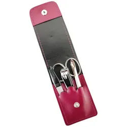 EloModa Maniküre-Kosmetik-Etui 4-teiliges Solingen* Maniküre Set mit echt Leder Etui, Nagelschere, 4 tlg., Made in Germany
