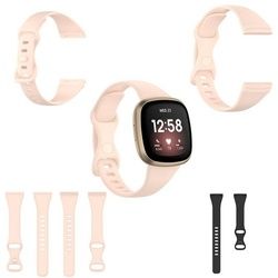 Wigento Smartwatch-Armband Für Fitbit Versa 4 / Versa 3 / Sense Kunststoff / Silikon Armband für Männer / Größe L Pink Uhr