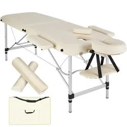 tectake Massageliege 2 Zonen, 210 x 95 x 89 cm, beige , Beige , Metall , 95x89x210 cm , Freizeit & Co, Wellness & Gesundheit, Gesundheit