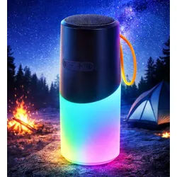 Reflexion BTX705 Camping Lampe, Nachtlicht, Outdoor Bluetooth-Lautsprecher (Bluetooth, 40 W, Ultra kompakt, IPX5 Spritzwassergeschützt, LED-Effekte, MicroSD Slot) schwarz