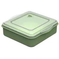 Lunchbox ToGo, mit Deckel, 210 x 70 x 220 mm, Wiederverwendbare und recycelbare Dose, 1 Stück, Farbe: grün/transparent