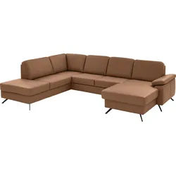 Wohnlandschaft DIE PLANBAR "PN-EM15047 U-Form, ohne Kopfstützen", parkett, B:309cm H:88cm T:235cm, Sofas, Wohnlandschaft, Echtleder, wahlweise mit Bettfunktion u. Stauraum