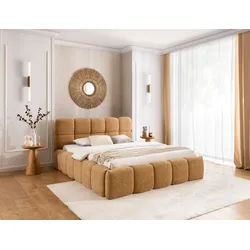 AN FURNITURE STORE Polsterbett Sophie-Doppelbett mit Bettkasten, gepolstertem Kopfteil, ohne Matratze (mit Holzlattenrost), stabile Konstruktion, integrierter Federmechanismus braun 200 cm x 200 cm