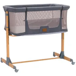 Beistellbett , Grau , Metall, Textil , 80x45 cm , Reißverschluss, Seitenfenster aufklappbar, Bezug abnehmbar, Bezug waschbar, Netzfenster, höhenverstellbar, sehr stabil , Babymöbel & Kindermöbel, Babyzimmer, Babybetten