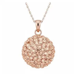 Karisma Kette mit Anhänger Damen Silber 925 Anhänger Kugel 12mm- Rosé Gold beschichtet mit, Kristall Elements und Silber Kette - 2575P.RG.12 - 45.0 Zentimeter