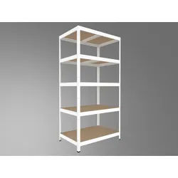 Lagerregal mit Holzböden Biedrax 50 x 75 x 210 cm weiss - 5 Fachböden MDF