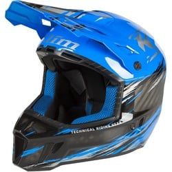 Klim F3 Carbon Pro Thrashed Snowmobil Helm, schwarz-blau, Größe L für Männer