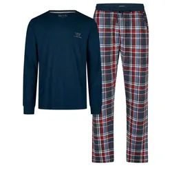 Phil & Co. Pyjama Herren Schlafanzug Langarm aus Baumwolle mit modischem Print bunt L
