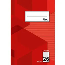 MICA Schulheft Schulheft A4 - Lineatur 26 - kariert mit Rand - 16 Blatt