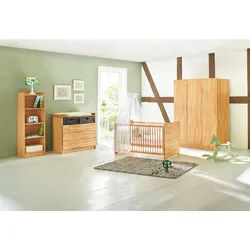 Pinolino Babyzimmer , Buchefarben , Holz , 3-teilig , Buche , massiv , 5 Fächer , 3 Schubladen , in verschiedenen Größen erhältlich,zum Juniorbett umbaubar, höhenverstellbar, Sprossen mit Normabstand, Aufbauanleitung im Karton, Lattenrost inklusive, Schlupfsprossen , Baby & Kindermöbel, Babyzimmer, Babyzimmer-serien