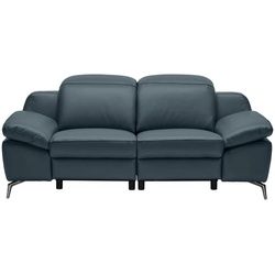 Celina Home 2-Sitzer-Sofa , Dunkelblau , Leder , Echtleder , Spaltleder, Rindleder , 194x83-99x110 cm , Made in Eu , Fußauswahl, Lederauswahl, Stoffauswahl, Hocker erhältlich, Rücken echt , Wohnzimmer, Sofas & Couches, Sofas, 2-Sitzer Sofas