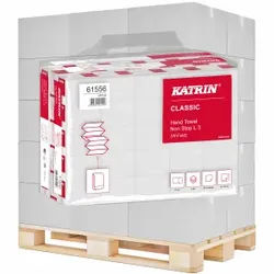 KATRIN W-Falz Falthandtücher Non Stop L Wide 90 Blatt, Handy Pack, Papierhandtücher für niedrig- bis hochfrequentierte Waschräume, 3-lagig, 1 Palette = 32 Karton à 25 Packungen