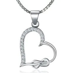 NAHLE Kette mit Anhänger Silberkette Herz Unendlichkeit Infinity Halskette, 925 Silber Anhänger mit Zirkonia - rhodiniert silberfarben 45cm